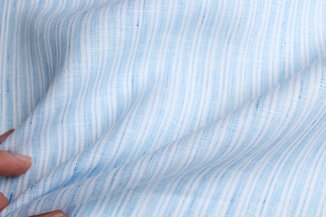 Yarn Dyed Melange Linen Stripes-Fabric-FabricSight