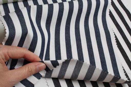 swatch-100% Cotton Stripes Denim - Yarn Dyed-Fabric-FabricSight