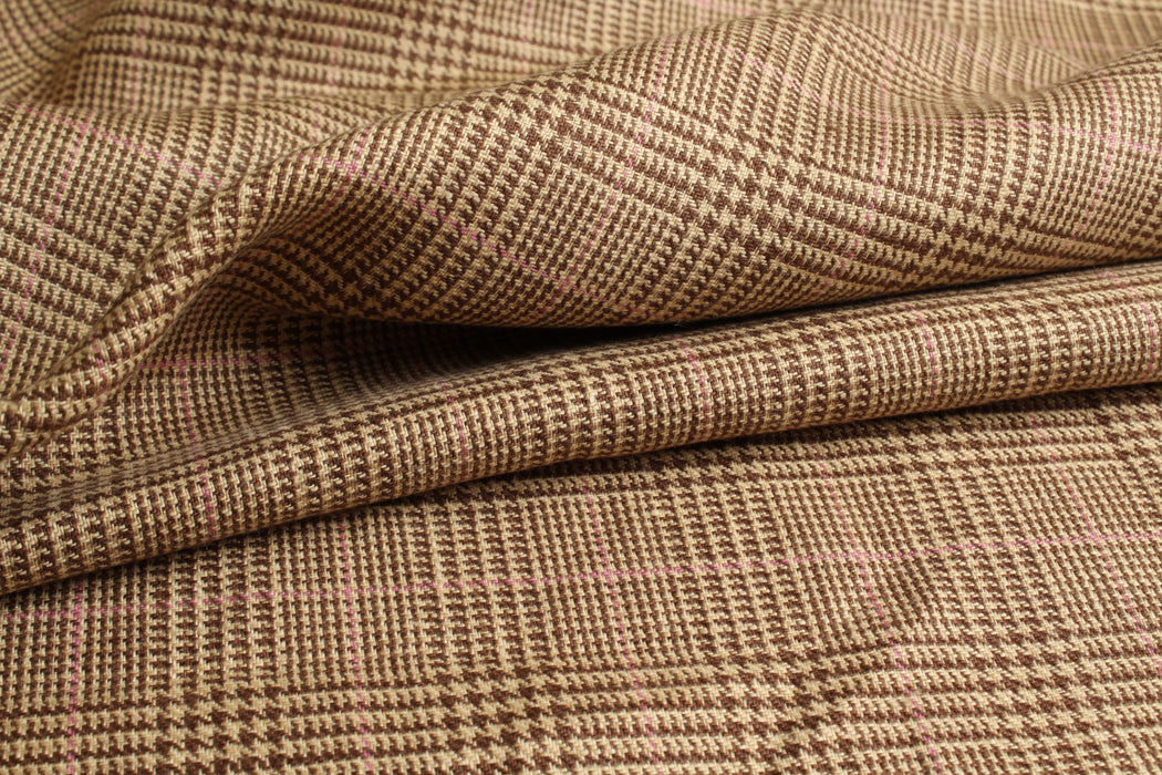 swatch-100% Heavy Linen Prince of Wales for Jackets-Fabric-FabricSight