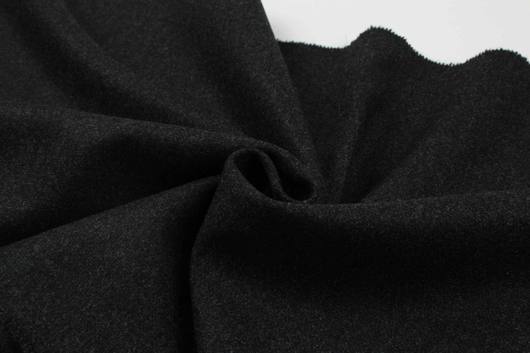 swatch-100% Wool Fabric for Coats - Heavy-Weight - Black Melange-Fabric-FabricSight