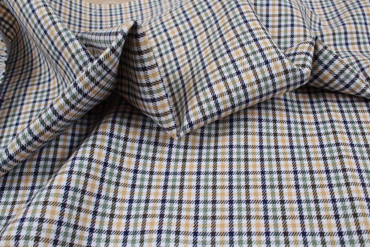 swatch-BCI Cotton Polo Shirting - Small Checks — Fabric Sight