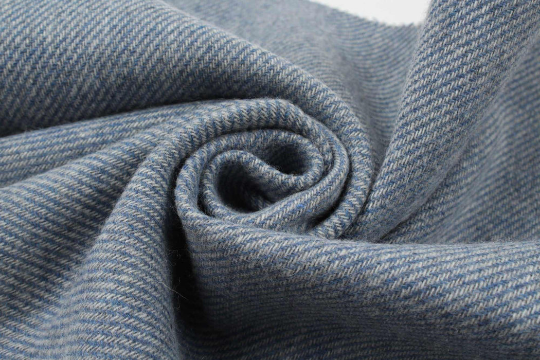 swatch-Bi-Color Recycled Wool Twill for Outwear - Blue and White-Fabric-FabricSight
