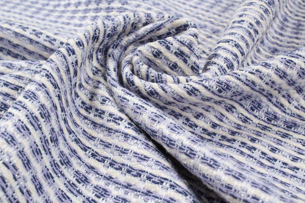 swatch-Bicolor Jacquard Tweed - Stripes with Lurex-Fabric-FabricSight