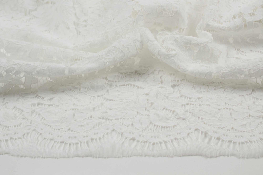 swatch-Bridal Embroidery - Cotton Polyester Blend - White-Fabric-FabricSight