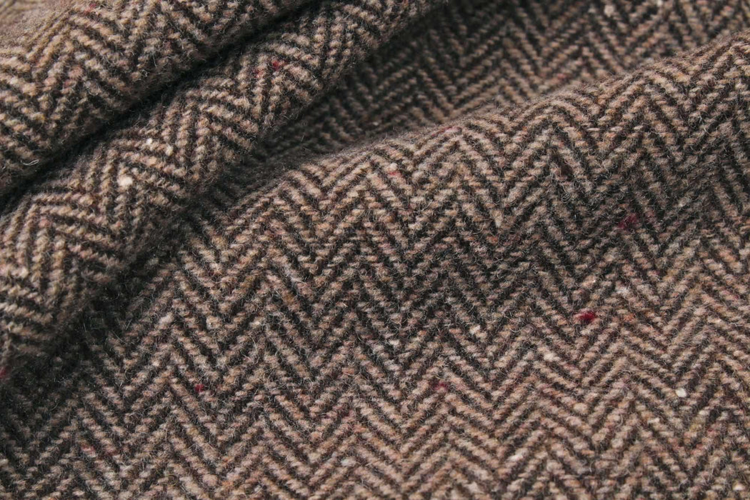 swatch-Brown Recycled Wool - Herringbone-Fabric-FabricSight