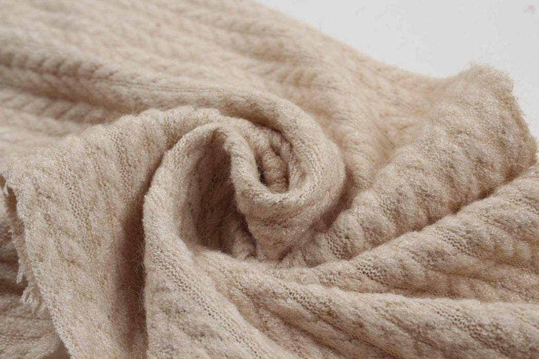 swatch-Cashmere Touch Knitted Jacquard - Cable-knit-Roll-FabricSight