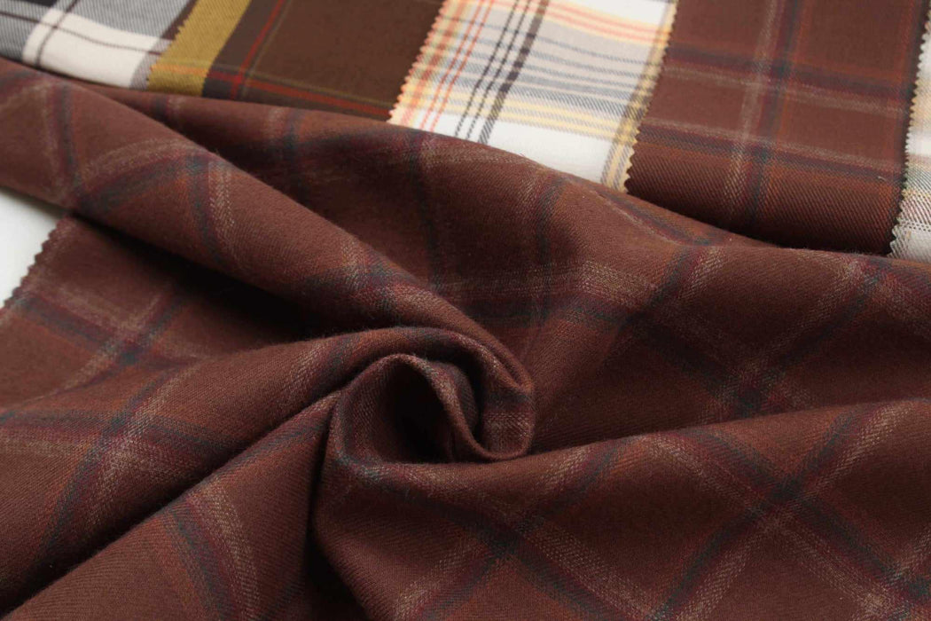 swatch-Checks Cotton Brushed Flannel - 3 Variants Available-Fabric-FabricSight
