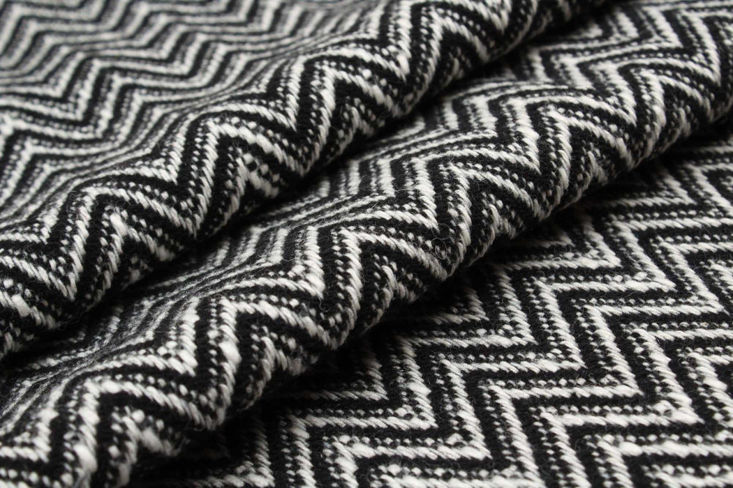 swatch-Chevron Jacquard Recycled Wool - Double Face-Fabric-FabricSight