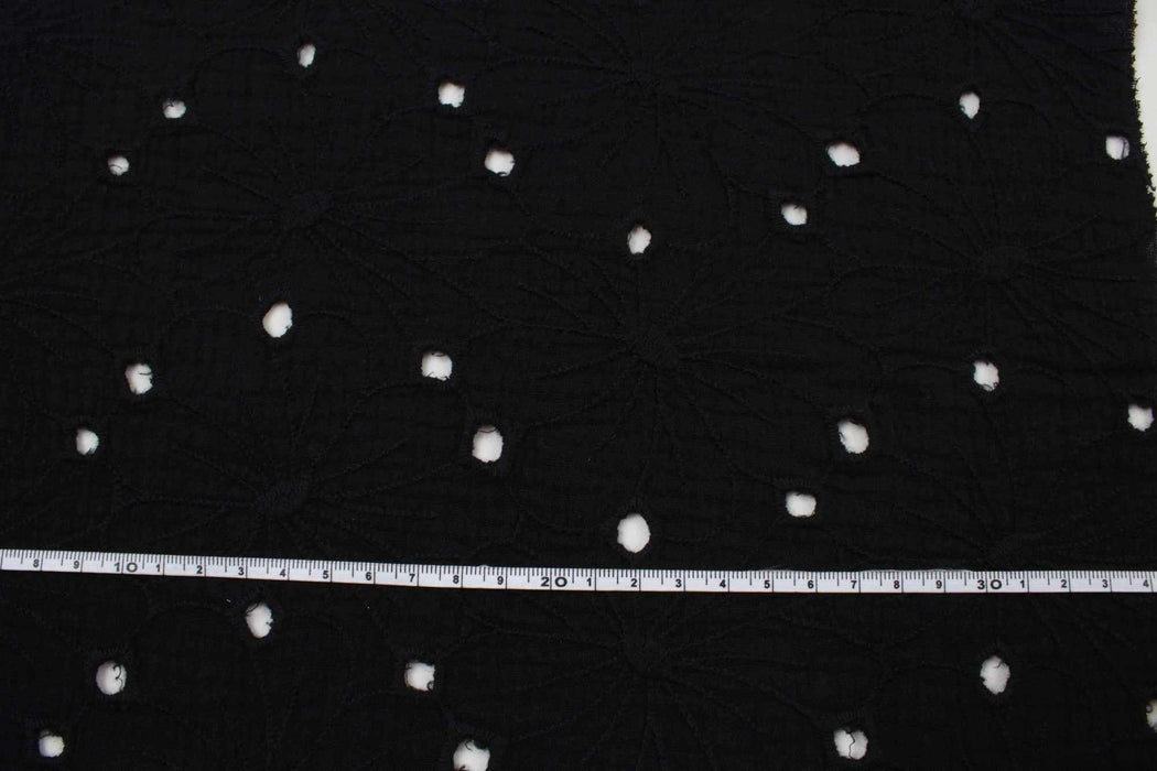 swatch-Cotton Double Face Muslin - English Embroidery - Floral-Fabric-FabricSight