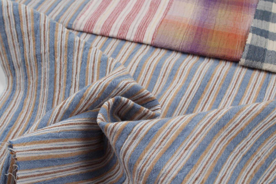 swatch-Cotton Double Muslin - Fancy Checks and Stripes Prints - 4 Variants-Fabric-FabricSight