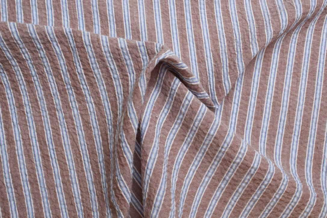 swatch-Cotton Stretch Seersucker Stripes – Lightweight Shirting – Reorderable-Fabric-FabricSight