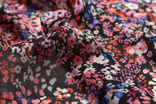 swatch-Crinkled Silk Chiffon - Floral Print-Fabric-FabricSight