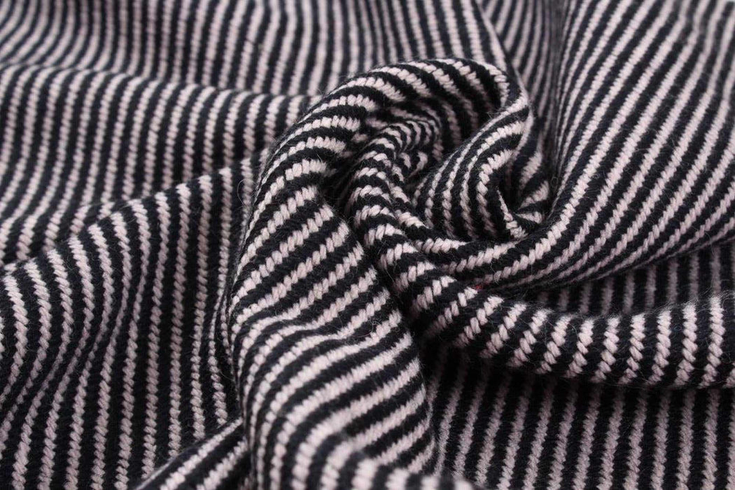 swatch-Diagonal Stripes Heavy Recycled Wool - Double Face-Fabric-FabricSight