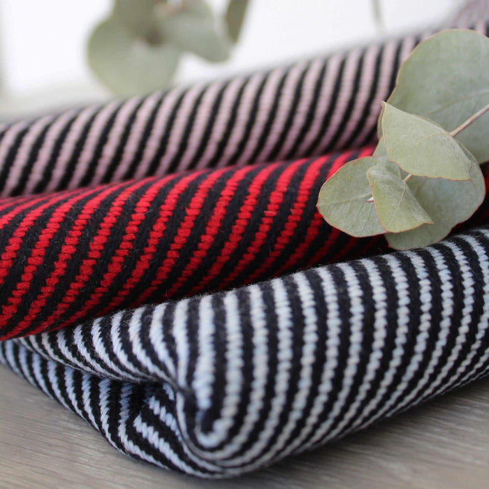 swatch-Diagonal Stripes Heavy Recycled Wool - Double Face-Fabric-FabricSight