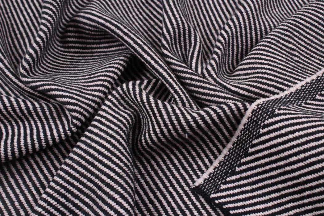 swatch-Diagonal Stripes Heavy Recycled Wool - Double Face-Fabric-FabricSight
