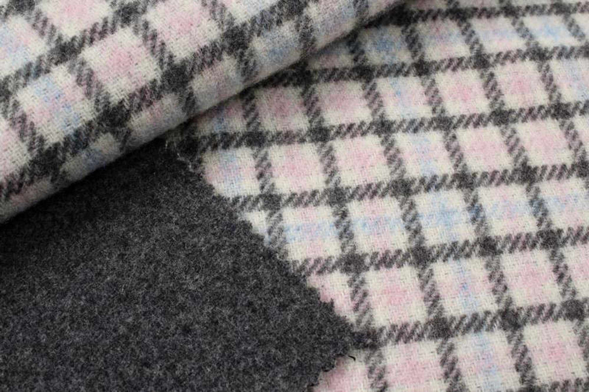 swatch-Double Face Heavy Recycled Wool - Checks — Fabric Sight