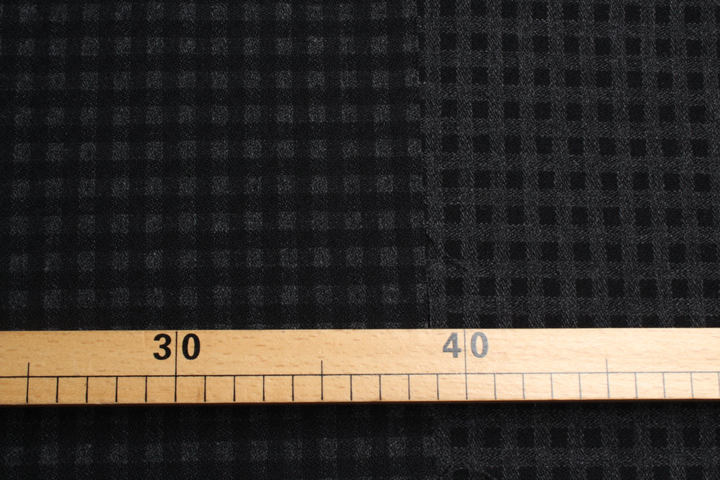 swatch-Double-Face Wool Check Fabric – Black & Grey – Designer Deadstock-Fabric-FabricSight