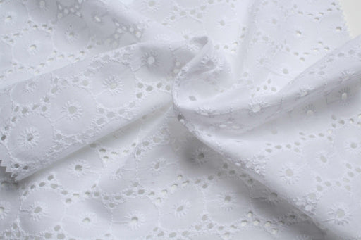 swatch-Embroidered Circles Cotton Poplin - 2 Sides Scallop-Fabric-FabricSight