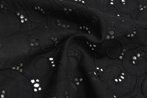 swatch-Embroidered Geometric Circles Cotton Poplin - 2 Sides Scallop-Fabric-FabricSight