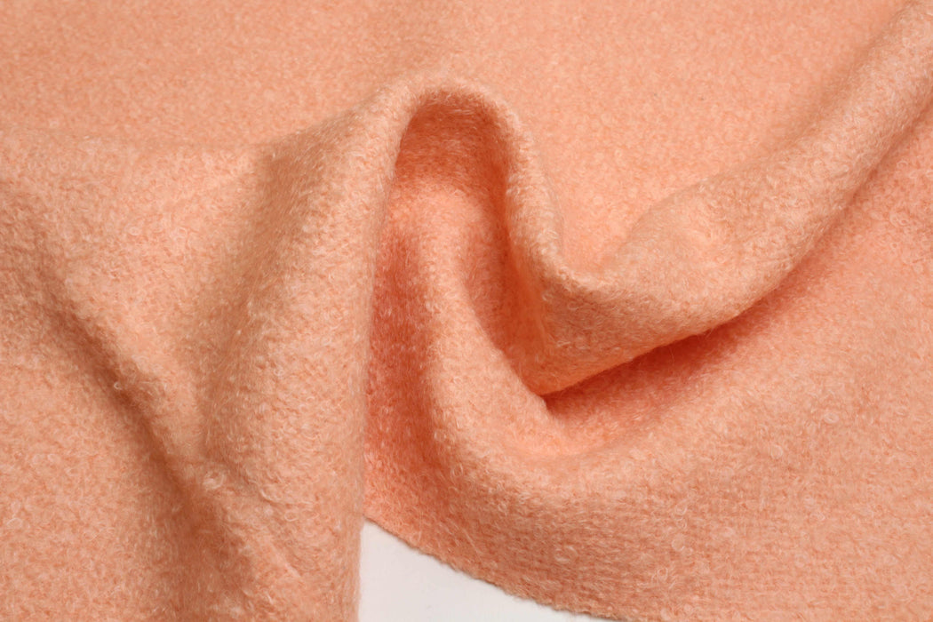 Soft Bouclé Wool & Mohair – Shell Coral-Fabric-FabricSight
