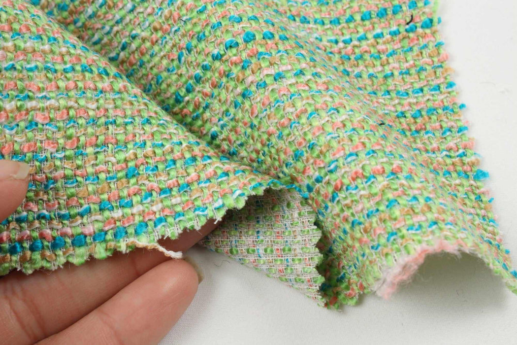 swatch-Fancy Multicolor Tweed - Viscose Blend - 3 Colors Available-Fabric-FabricSight