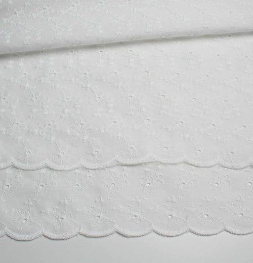 swatch-Floral Embroidered Cotton Poplin - 2 Sides Border-Fabric-FabricSight