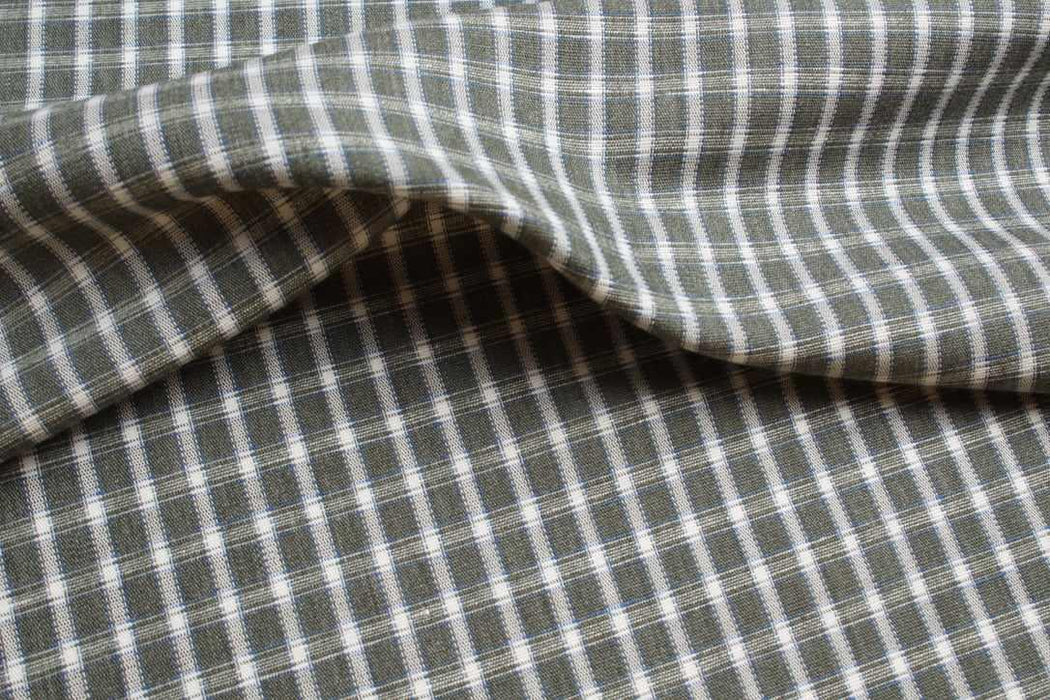 swatch-Linen Cotton Small Check Fabric – European Flax & Organic Cotton-Fabric-FabricSight
