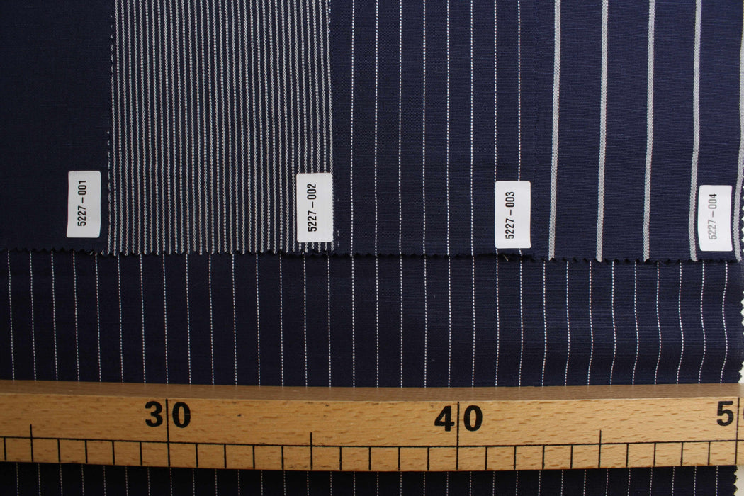 swatch-Linen Cotton Yarn-Dyed Stripe Shirting – European Flax - Denim Look-Fabric-FabricSight