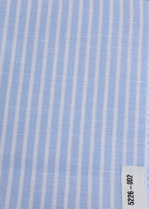 swatch-Linen Cotton Yarn-Dyed Stripe Shirting – Light Blue & White – European Flax-Fabric-FabricSight