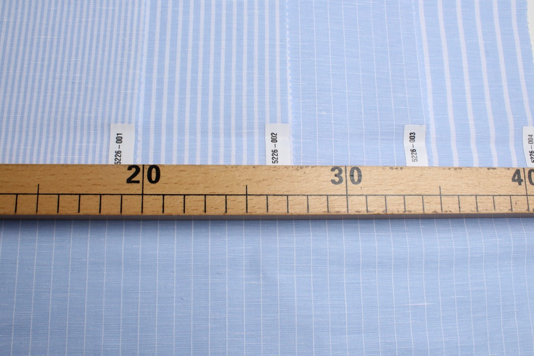 swatch-Linen Cotton Yarn-Dyed Stripe Shirting – Light Blue & White – European Flax-Fabric-FabricSight