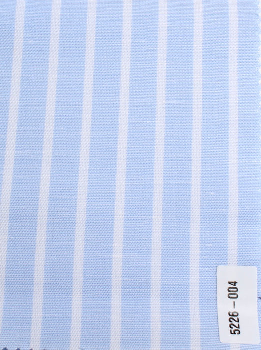 swatch-Linen Cotton Yarn-Dyed Stripe Shirting – Light Blue & White – European Flax-Fabric-FabricSight
