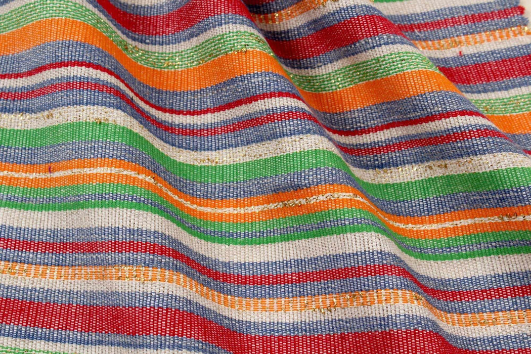 swatch-Lurex Jacquard - Multicolor Stripes-Fabric-FabricSight