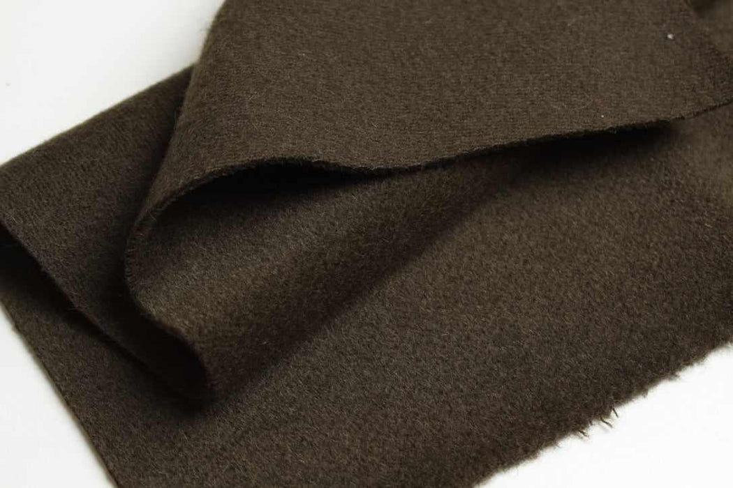 swatch-Luxury Alpaca & Virgin Wool Coating – Khaki Green – Designer Deadstock-Fabric-FabricSight
