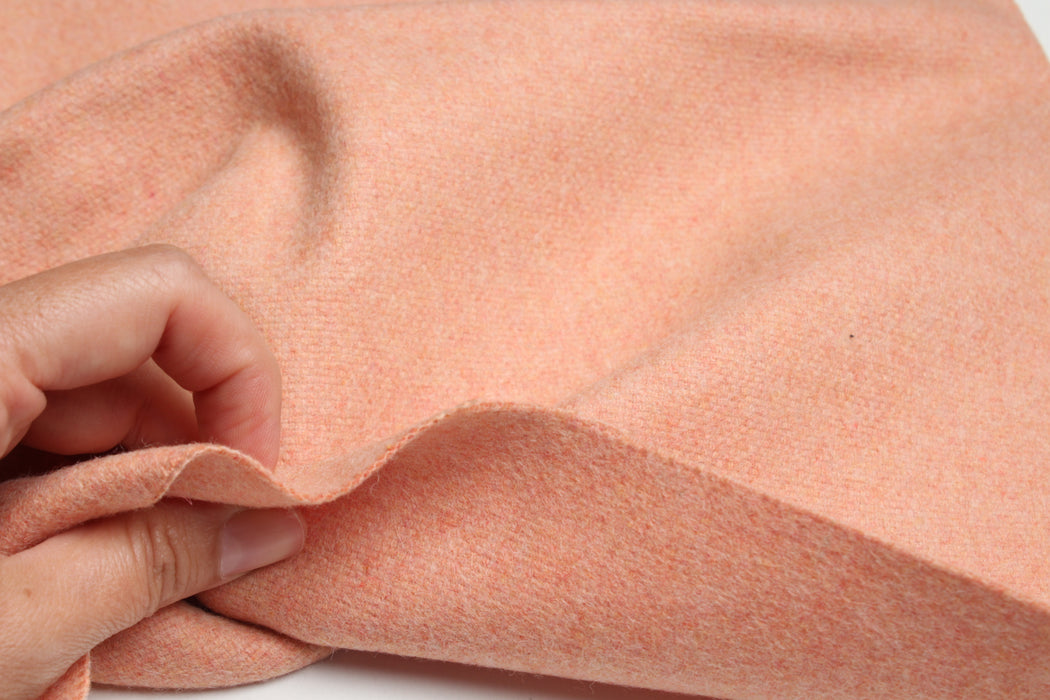 swatch-Luxury Brushed Wool Blend for Outwear - Coral Orange-Fabric-FabricSight