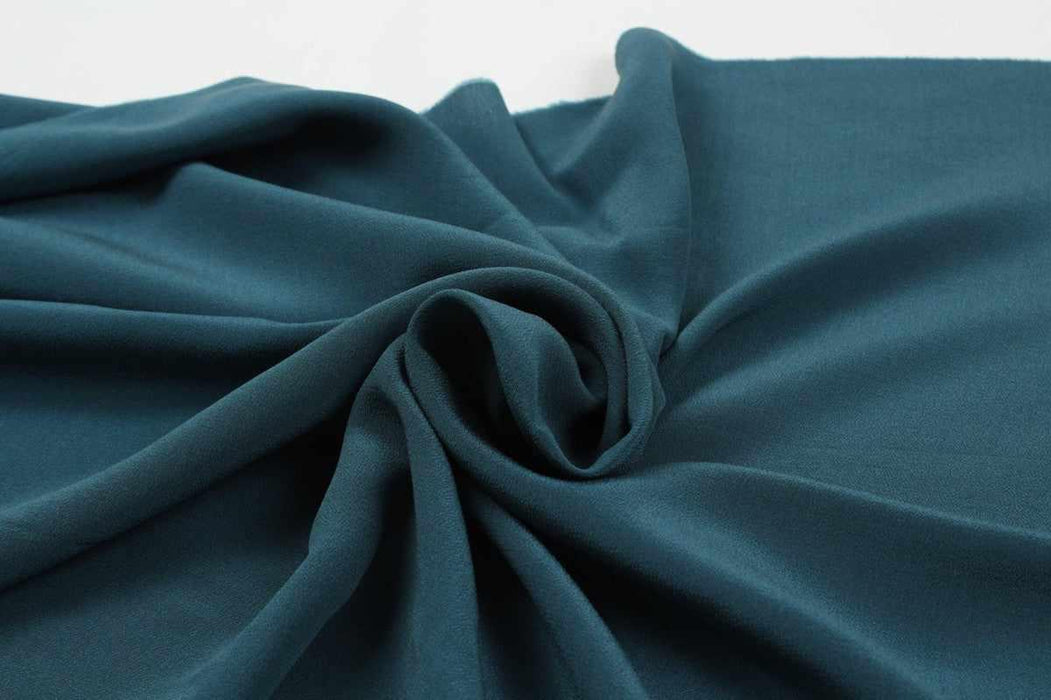 swatch-Luxury Silk Crepe de Chine - Light-Weight - Petrol Blue-Fabric-FabricSight