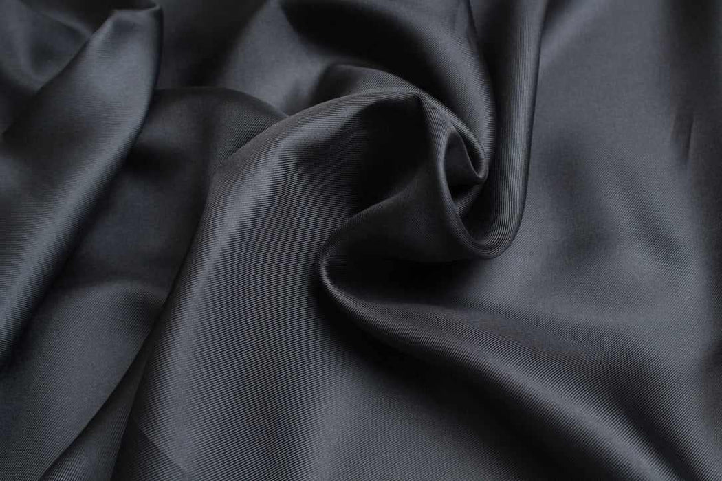 swatch-Luxury Silk Twill Fabric – Dark Grey – Fluid & Refined-Fabric-FabricSight