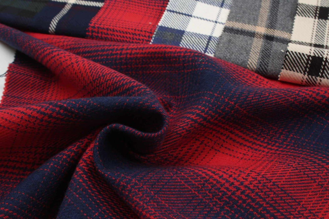 swatch-Mid-Weight Cotton Flannel Checks for Over-Shirts and Bottoms-Fabric-FabricSight