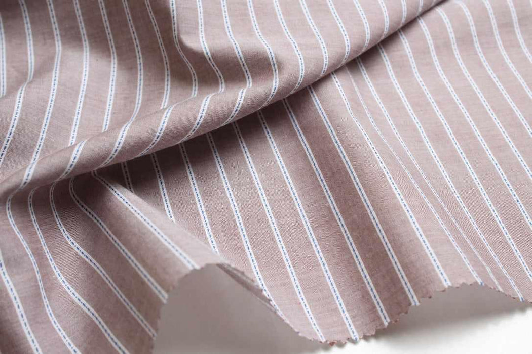 swatch-Organic Cotton Barré Stripe Shirting – Yarn Dyed – 9 Variants – Reorderable-Fabric-FabricSight