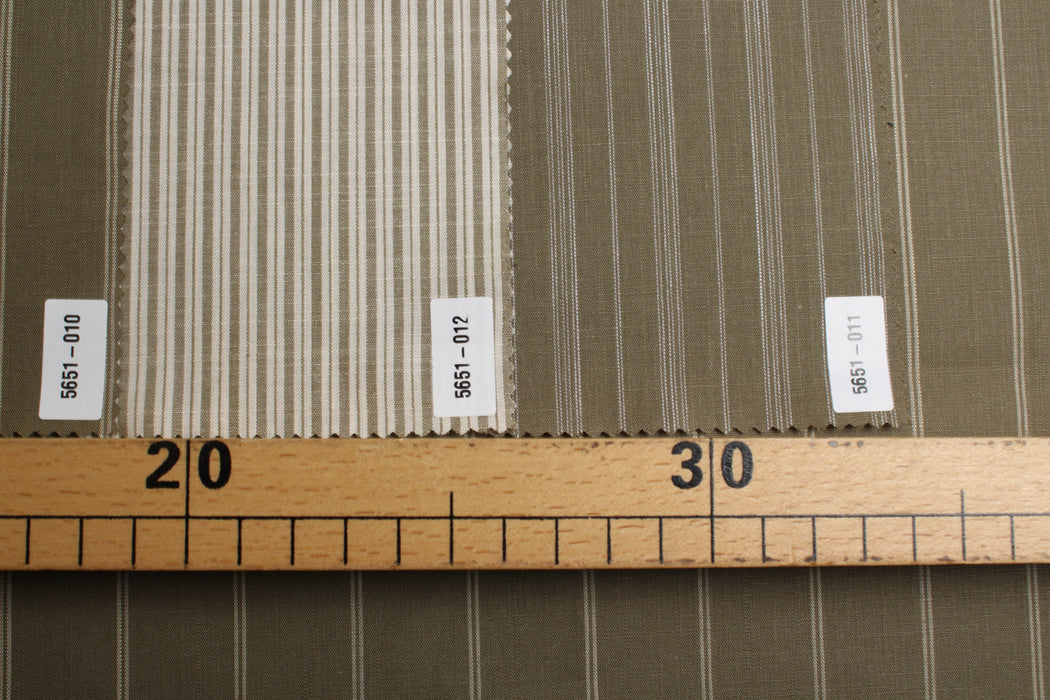 Organic Cotton Slub Stripe Shirting – Khaki & Ecru
