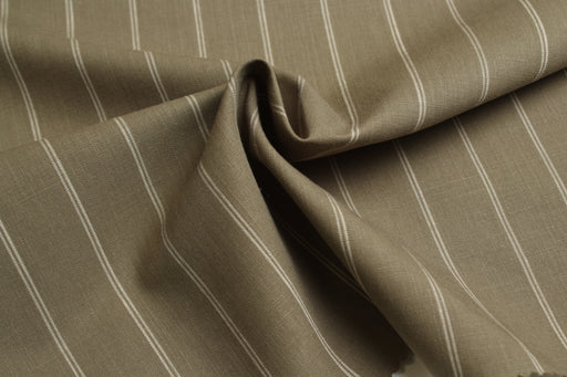 swatch-Organic Cotton Slub Stripe Shirting – Khaki & Ecru-Fabric-FabricSight