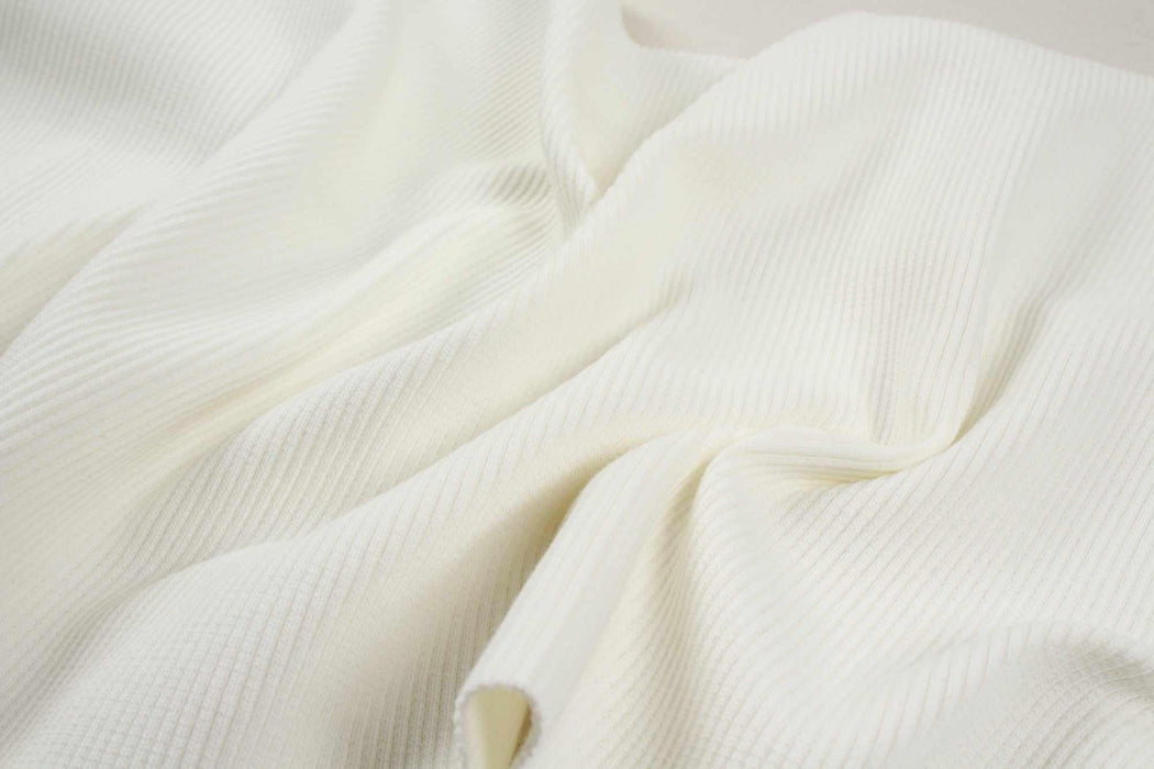 swatch-Organic Cotton Stretch Rib 2x2 - Off-white-Fabric-FabricSight