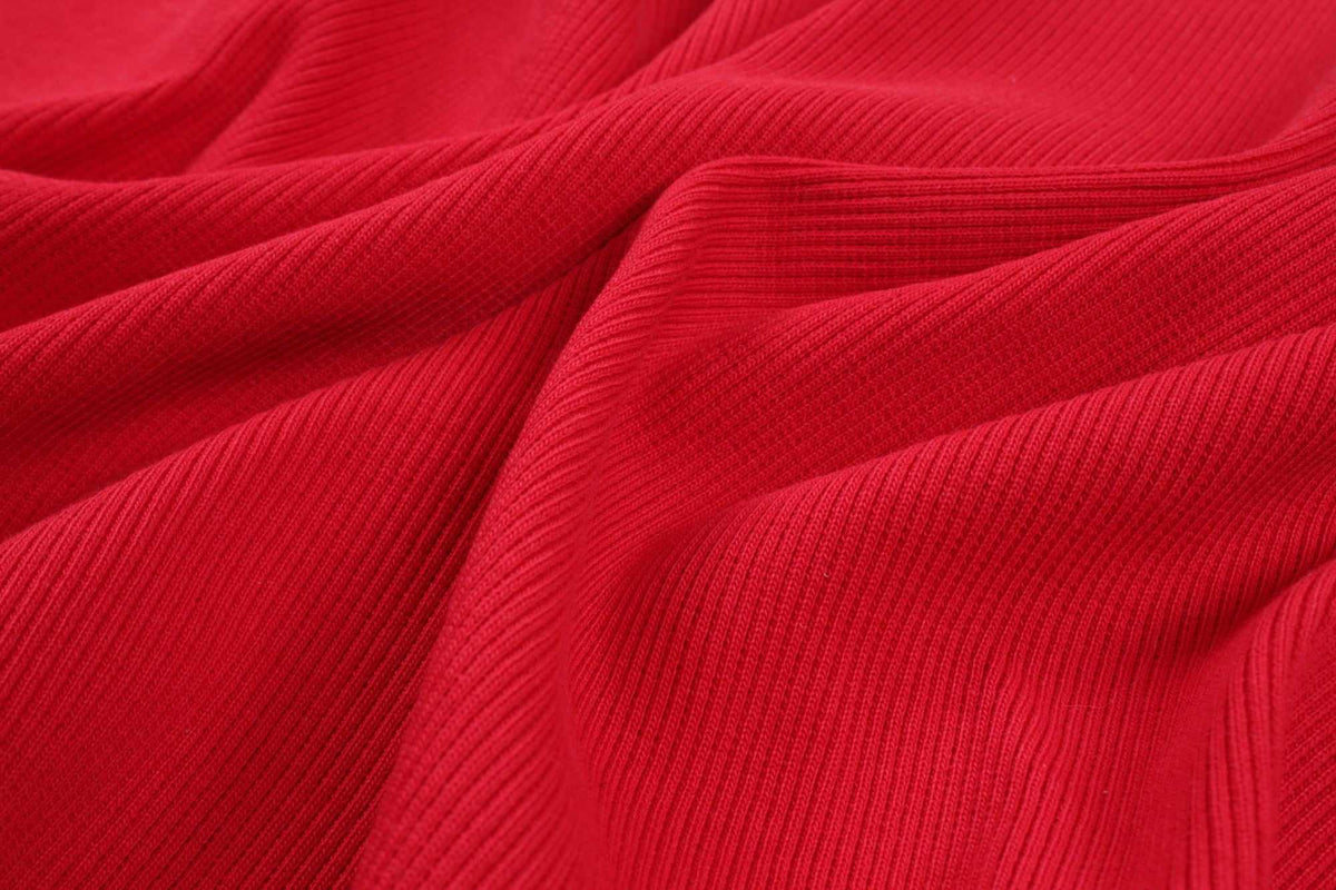 Organic Cotton Stretch Rib 2x2 - Red | Buy Fabrics Online — Fabric Sight