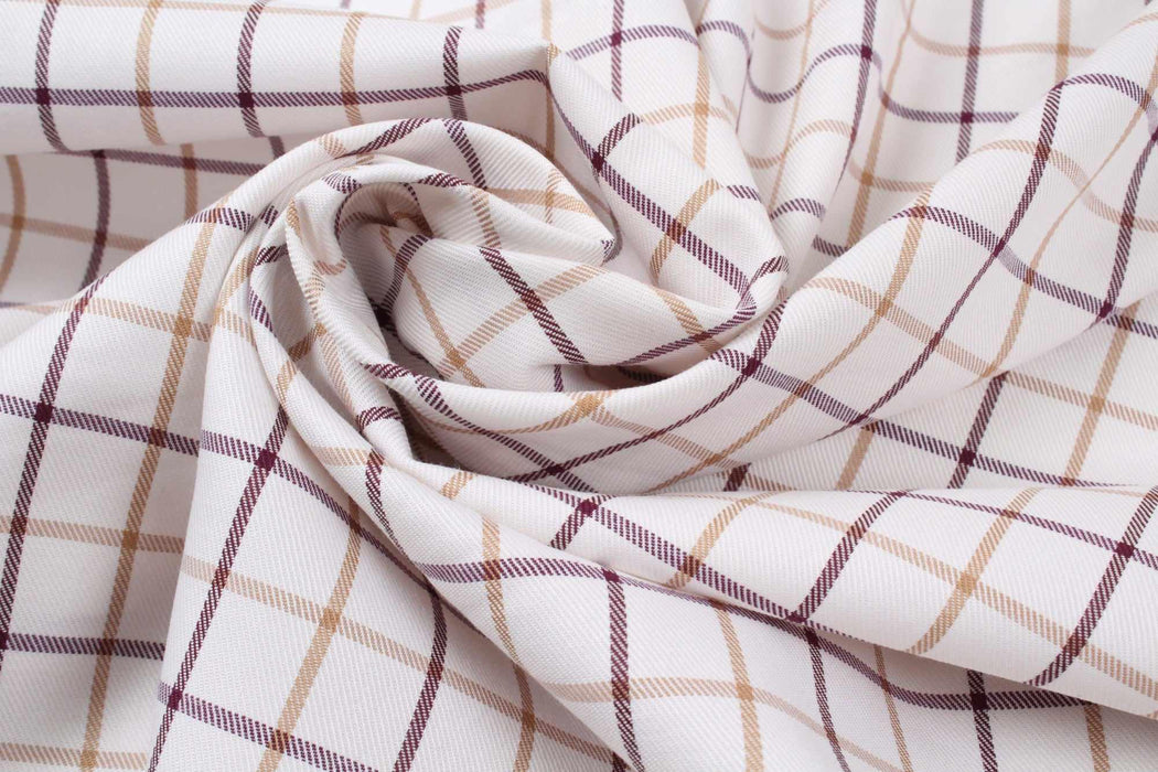 swatch-Organic Cotton Windowpane Twill Shirting-Fabric-FabricSight