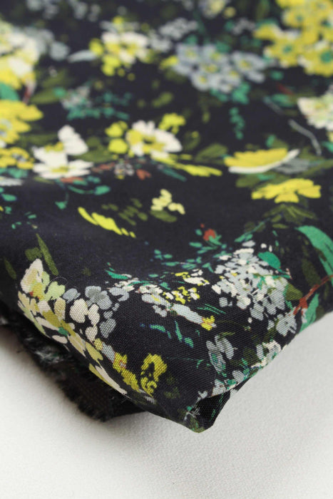 swatch-Printed Cupro Viscose Light Satin, Vegan Certified - Wild Floral (1 Meter Remnant)-Remnant-FabricSight