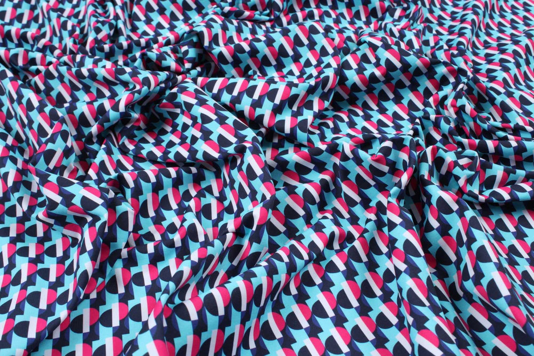 swatch-Printed Jersey for Swimwear and Sportswear - Geometric Print (1 Meter Remnant)-Remnant-FabricSight