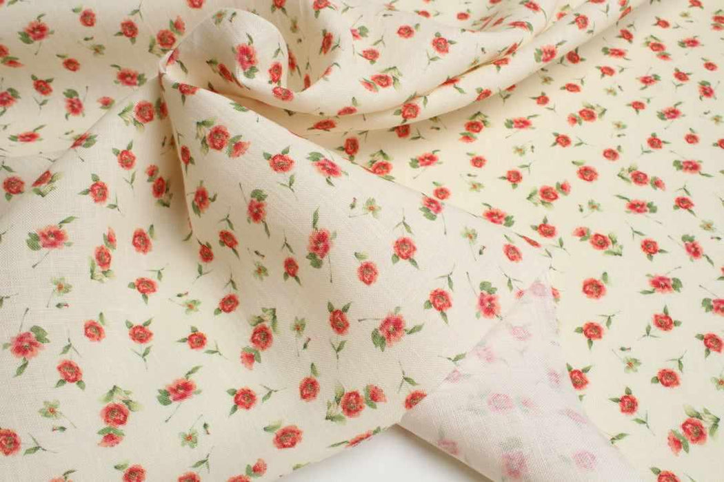 swatch-Printed Mid-Weight Washed Linen - Floral-Fabric-FabricSight