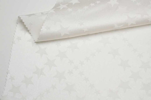swatch-Pure Silk Stars Jacquard – White – Lightweight Luxury Fabric-Fabric-FabricSight