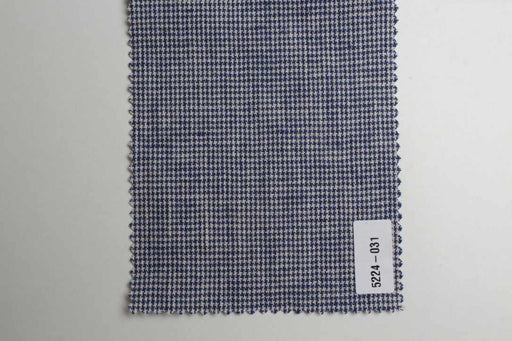 swatch-Rustic Linen Cotton Canvas – Stripes & Checks in Ecru and Blue-Fabric-FabricSight