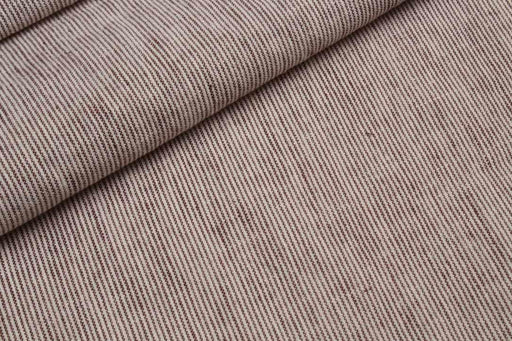 swatch-Rustic Linen Cotton Canvas – Stripes & Checks in Ecru and Brown-Fabric-FabricSight