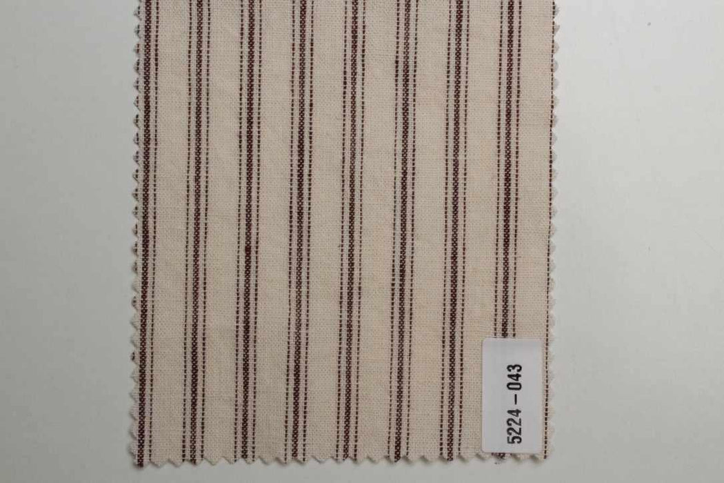 swatch-Rustic Linen Cotton Canvas – Stripes & Checks in Ecru and Brown-Fabric-FabricSight